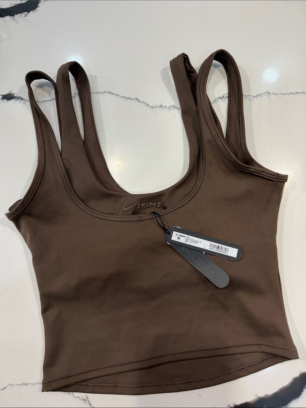 SKIMS Nike Collaboration Brown Double-Strap Scoop Sports Bra Tank